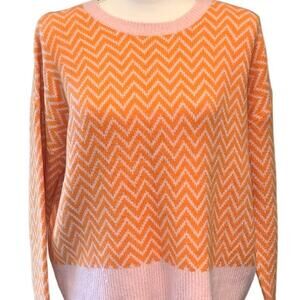 NORDSTROM Atlantic-Pacific x Halogen Soft Zigzag Sweater Pink/Orange Large NWT